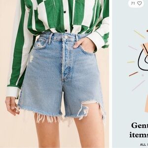 Agolde Light Blue Distressed High-Rise Denim Shorts